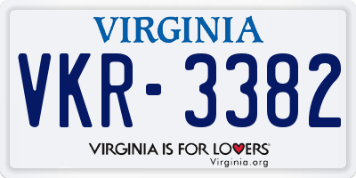 VA license plate VKR3382