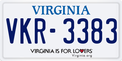 VA license plate VKR3383