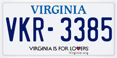 VA license plate VKR3385
