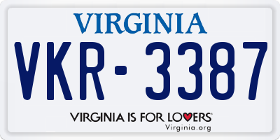 VA license plate VKR3387