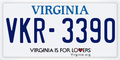 VA license plate VKR3390