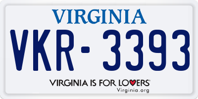 VA license plate VKR3393