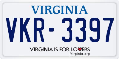 VA license plate VKR3397