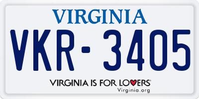 VA license plate VKR3405