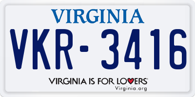 VA license plate VKR3416
