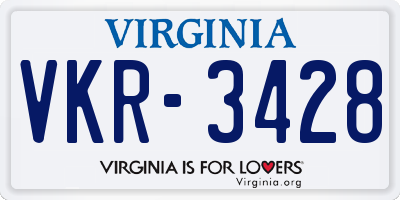 VA license plate VKR3428