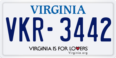 VA license plate VKR3442
