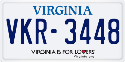 VA license plate VKR3448