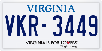 VA license plate VKR3449