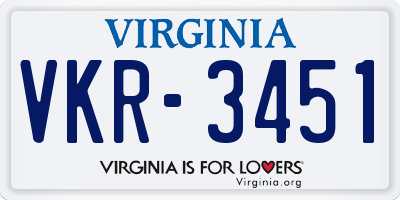 VA license plate VKR3451