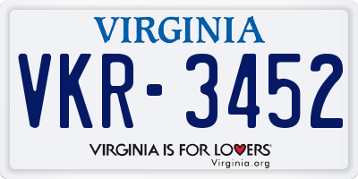 VA license plate VKR3452
