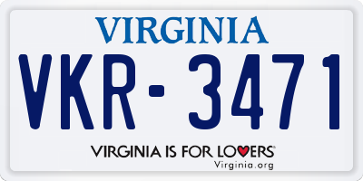VA license plate VKR3471