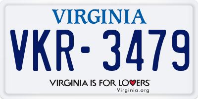 VA license plate VKR3479