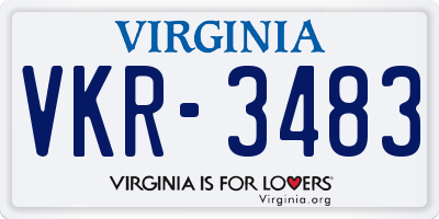 VA license plate VKR3483