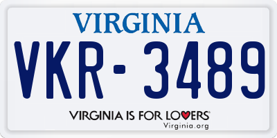 VA license plate VKR3489
