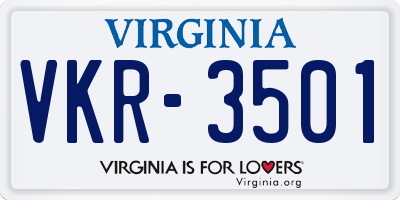 VA license plate VKR3501