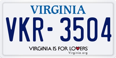 VA license plate VKR3504