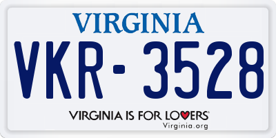 VA license plate VKR3528