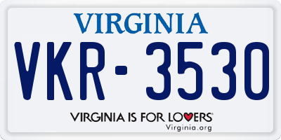 VA license plate VKR3530