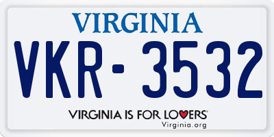 VA license plate VKR3532