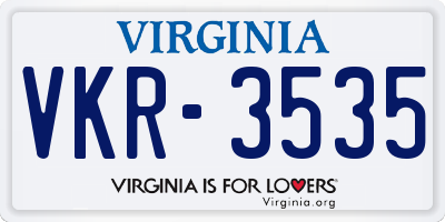 VA license plate VKR3535