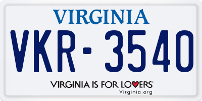 VA license plate VKR3540