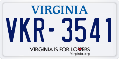 VA license plate VKR3541