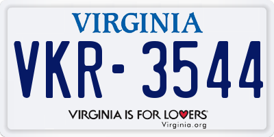 VA license plate VKR3544