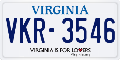 VA license plate VKR3546