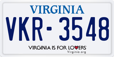 VA license plate VKR3548
