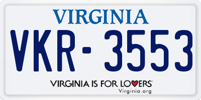 VA license plate VKR3553