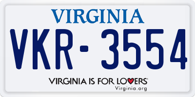 VA license plate VKR3554
