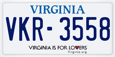 VA license plate VKR3558