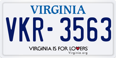 VA license plate VKR3563