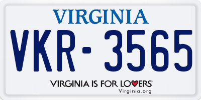 VA license plate VKR3565