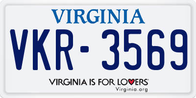 VA license plate VKR3569