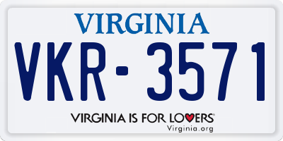 VA license plate VKR3571