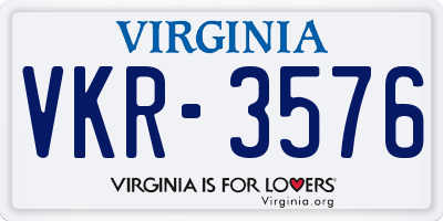 VA license plate VKR3576
