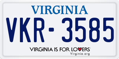 VA license plate VKR3585
