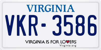 VA license plate VKR3586