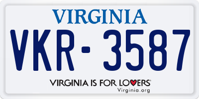 VA license plate VKR3587