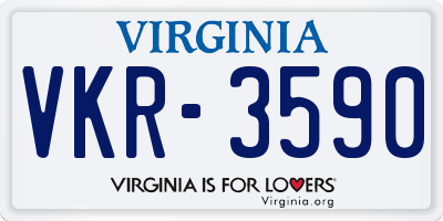 VA license plate VKR3590