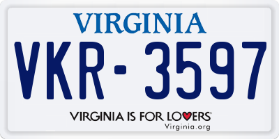 VA license plate VKR3597