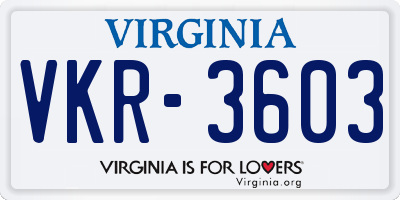 VA license plate VKR3603