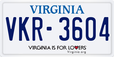 VA license plate VKR3604