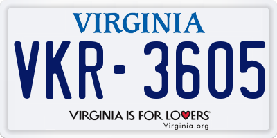 VA license plate VKR3605