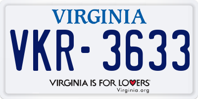 VA license plate VKR3633