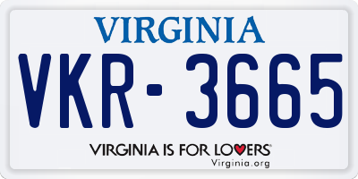 VA license plate VKR3665