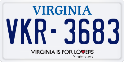 VA license plate VKR3683