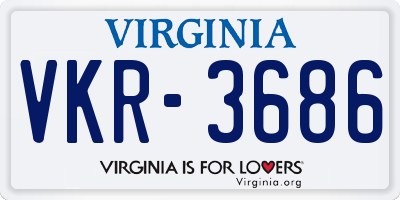 VA license plate VKR3686
